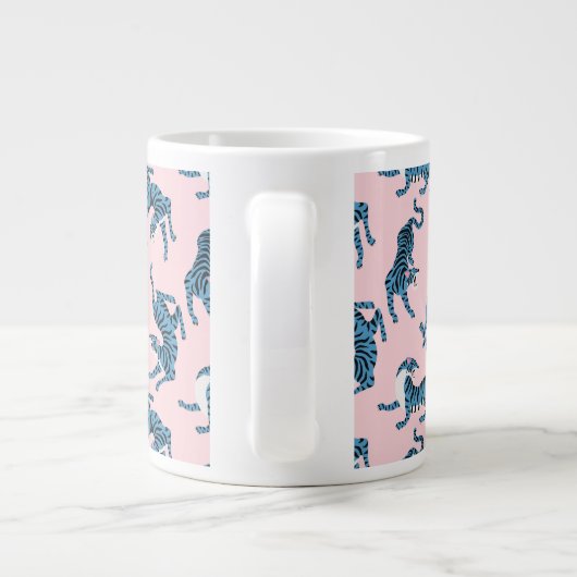 青いタイガーアジアのパターン ジャンボコーヒーマグカップ (裏面)