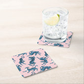 青いタイガーアジアのパターン スクエアペーパーコースター (インサイチュ)