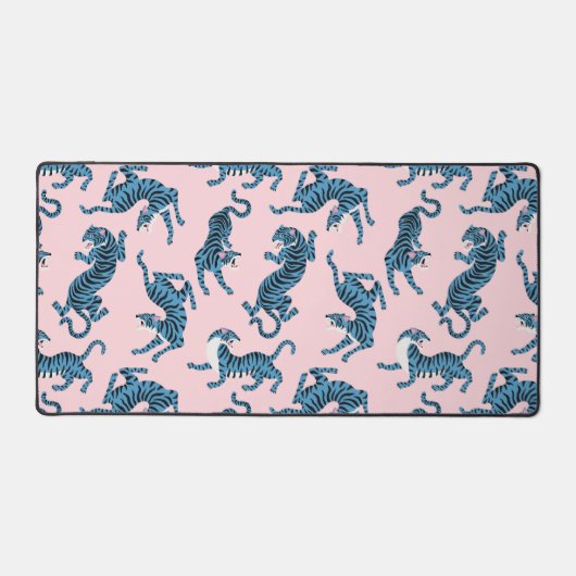 青いタイガーアジアのパターン デスクマット (正面)