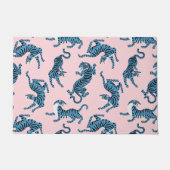 青いタイガーアジアのパターン ドアマット (正面)