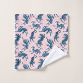 青いタイガーアジアのパターン バスタオルセット (ウォッシュタオル)