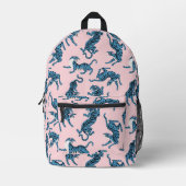 青いタイガーアジアのパターン プリントバックパック (正面)