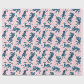 青いタイガーアジアのパターン ラッピングペーパー (フラット)