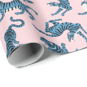 青いタイガーアジアのパターン ラッピングペーパー (ロールコーナー)
