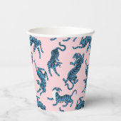 青いタイガーアジアのパターン 紙コップ (裏面)