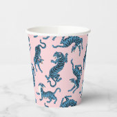 青いタイガーアジアのパターン 紙コップ (左)