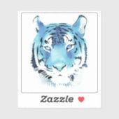 青いタイガーヘッドの水色 シール (シート)