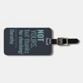 青いタイポグラフィおもしろいバッグ名アドレス ラゲッジタグ (正面横)