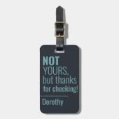 青いタイポグラフィおもしろいバッグ名アドレス ラゲッジタグ (正面縦)