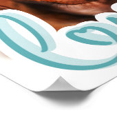 青いタイポグラフィのLOVE付きカスタムペット写真 ポスター (角)