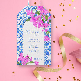 青いタイルとブーゲンビラエレガントレ感謝していア ギフトタグ