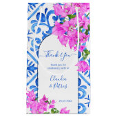 青いタイルとブーゲンビラエレガントレ感謝していア スモールペーパーバッグ (正面)