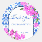 青いタイルとブーゲンビラエレガントレ感謝していア ラウンドシール (正面)