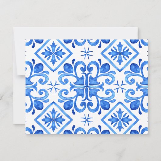 青いタイルとブーゲンビリアエレガント地中海の 招待状 (裏面)