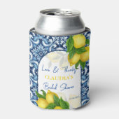 青いタイルとレモンのアマルフィブライダルギフト感謝していユーザ 缶クーラー (缶正面)
