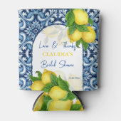 青いタイルとレモンのアマルフィブライダルギフト感謝していユーザ 缶クーラー (正面)