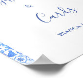 青いタイルとレモンの結婚式のギフト&カードサイン ポスター (角)