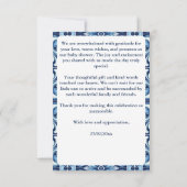 青いタイルとレモンアマルフィポジターノ赤ちゃんシャワー サンキューカード (裏面)