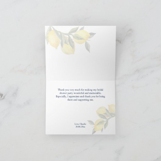 青いタイルとレモン アマルフィ ポジターノ イタリアン サンキューカード (内部)