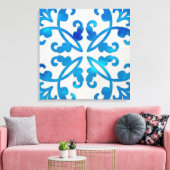 青いタイルのウォールアート24x24 キャンバスプリント (インサイチュ (リビング))