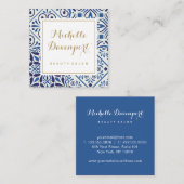 青いタイルのスティリッシュ正方形の名刺 スクエア名刺 (正面/裏面)