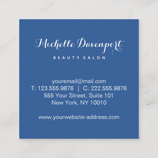 青いタイルのスティリッシュ正方形の名刺 スクエア名刺 (裏面)