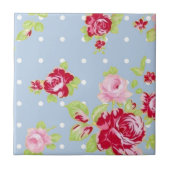 青いタイルのバラ タイル (正面)