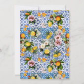 青いタイルのパタ地中海のーン赤ちゃんシャワー 招待状 (裏面)