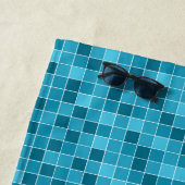 青いタイルのビジネスロゴ ビーチタオル (インサイチュ)