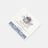 青いタイルのブライダルシャワーティー飾り スタンダードカクテルナプキン (角)
