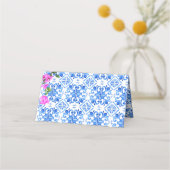 青いタイルのブーガインビリア メディテレニアン風 プレイスカード (裏面)