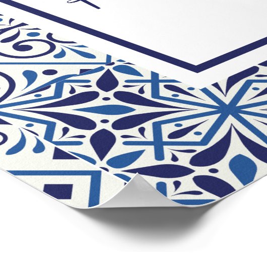 青いタイルのプラグ抜き式 ポスター (角)