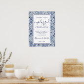 青いタイルのプラグ抜き式 ポスター (キッチン)