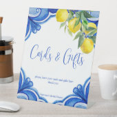 青いタイルのレモンは面白いブライダルシャワーの贈り物 台座サイン (インサイチュ)