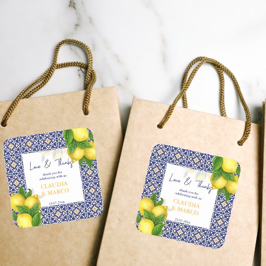 青いタイルのレモン アマルフィ ポジターノ ありがとう スクエアシール