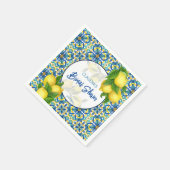 青いタイルのレモン アマルフィ ポジターノ ブライダルシャワー スタンダードカクテルナプキン (角)