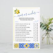 青いタイルの上または下レモンブライダルシャワーゲーム (スタンド正面)