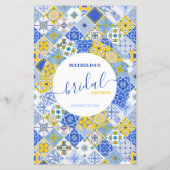 青いタイルの上または下レモンブライダルシャワーゲーム (裏面)