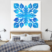 青いタイルの壁のアート40x40 キャンバスプリント (インサイチュ (寝室))