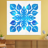 青いタイルの壁のアート40x40 キャンバスプリント (インサイチュ (リビング))