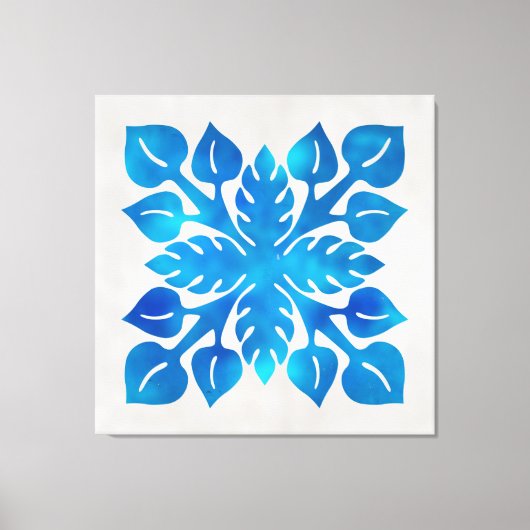 青いタイルの壁のアート40x40 キャンバスプリント (正面)