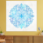 青いタイルの壁のアート40x40 キャンバスプリント (インサイチュ (リビング))