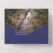 青いタイルの結婚式招待状すべて1枚の2枚の写真 オールインワン招待状 (裏面)