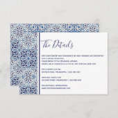 青いタイルの結婚詳細挿入カード エンクロージャーカード (正面/裏面)