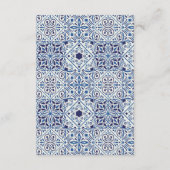 青いタイルの結婚詳細QRコード挿入カード エンクロージャーカード (裏面)