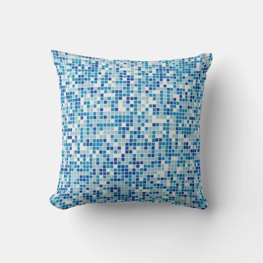 青いタイルの背景 クッション (正面)
