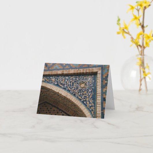 青いタイルのnotecard v2 カード (黄色い花)