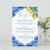 青いタイルレモンのヴィンテージイタリアンメニューカード (スタンド正面)