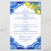 青いタイルレモンのヴィンテージイタリアンメニューカード (裏面)