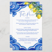 青いタイルレモンのヴィンテージイタリアンメニューカード (正面/裏面)